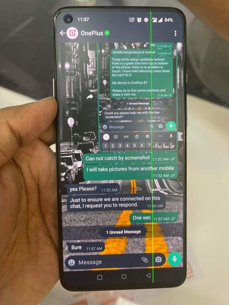 OnePlus phone screen facing green streaks problem,  How to remove it ?